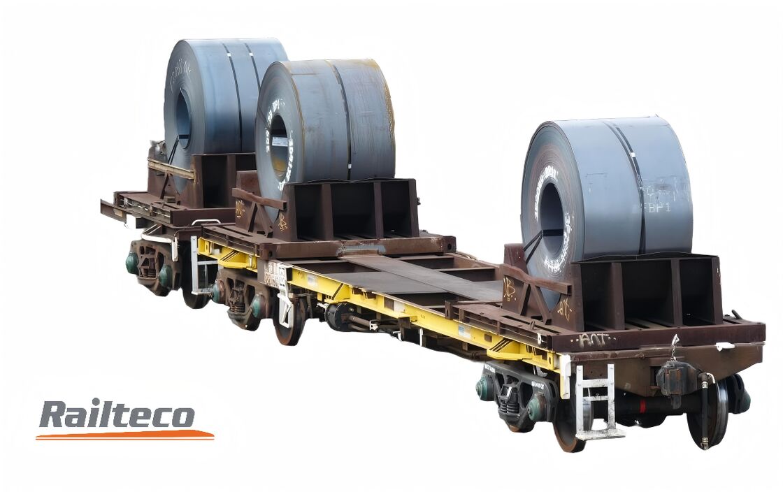 Steel Coil Railway Flat Wagon Transport Vehicle Track Gauge 1000mm Flatbed Rail Wagon