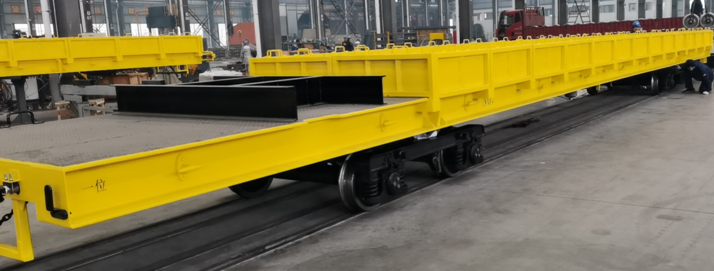 Loadcapacity 60 Tons Railway Flat Wagon for Transporting Containers Steel Construction Durable Heavy Duty Flatbed Railcar